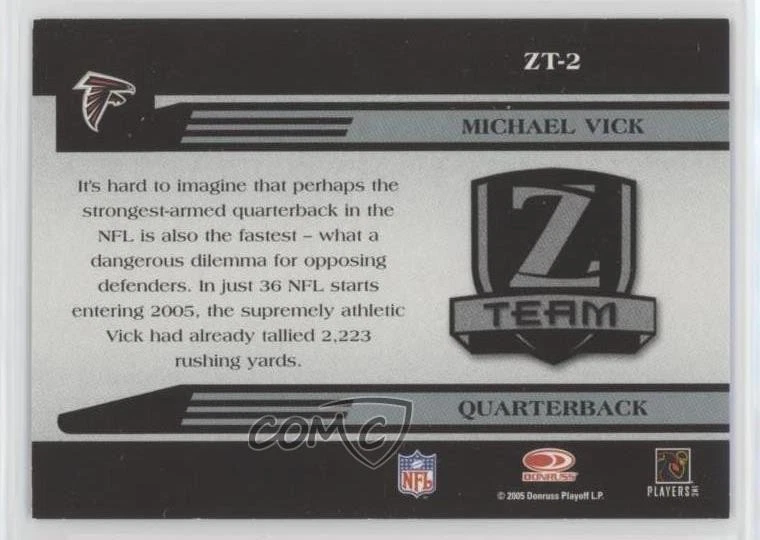 2005 Donruss Zenith Z Team Michael Vick #ZT-2 - Image 2 of 2
