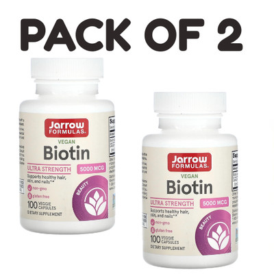 Biotin, 5,000 mcg, 100 Veggie Capsules PACK OF 2