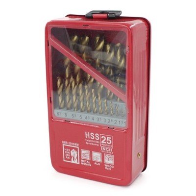 25Pcs/Set Titanium Twist Drill Bit Set Drill Bits for Steel Metal Copper