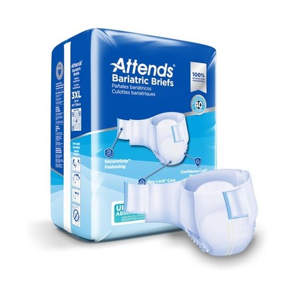 Attends Bariatric Incontinence Brief 3X-Large Bariatric DD55 35 12 Ct