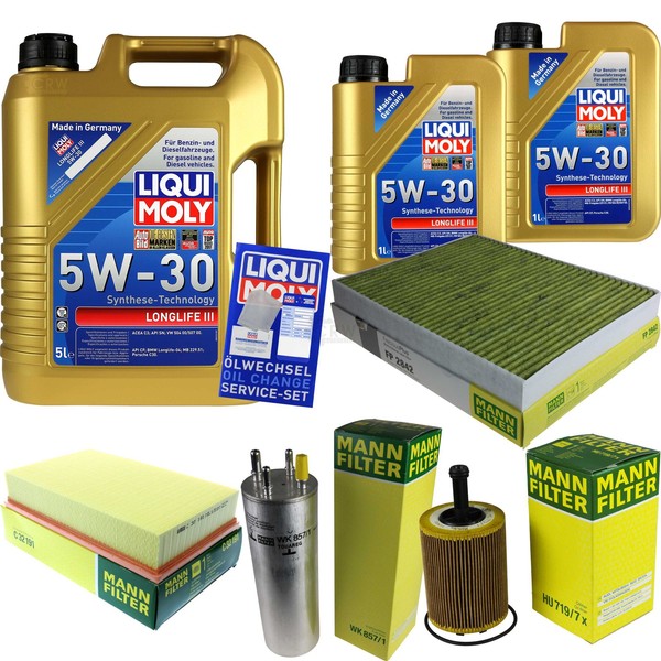 Mann Inspektionspaket 7L Liqui Moly Longlife 5W-30 FüR VW Transporter V Bus 2.5-image