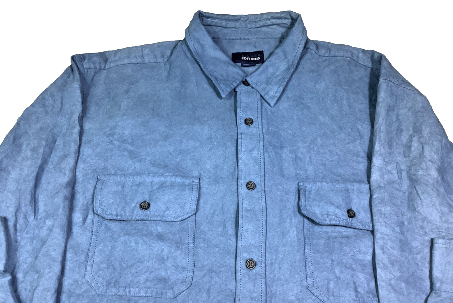 Soft Faux Suede Basic Editions Mens Xlt Long Sleeve Shirt P15x image 3