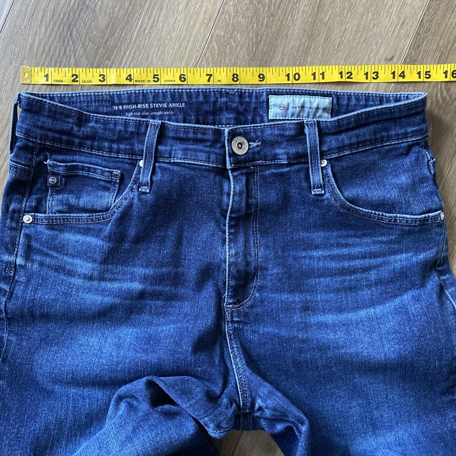 AG Anthropologie Jean Sz 30R Blue Dark The High Rise Stevie Ankle Whisker City thumbnail 5