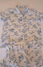 Kathy Ireland Sz L Blue White 2 Pc Pajama Set Cottagecore Whimsical Floral
