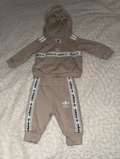 Adidas Track Suit Set Baby 0-3 Months Brown White Two Piece Set