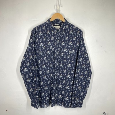 Ralph Lauren Blumen Hemd Herren XL dunkelblau Blumenmuster Langarm D&S