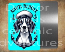 Nautical Beagle Dog Sailor 8 x 12" metal sign Made in USA