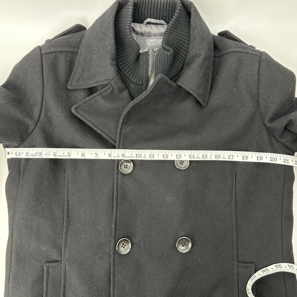 Kenneth Cole реакции мужской черный шерсти смесь двубортный бушлат куртка S - Изображение 4 из 4
