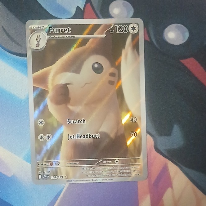 Pokémon Furret Stage 1 Holo 168/159 120HP Mammal Card Stock TCG Card 2023