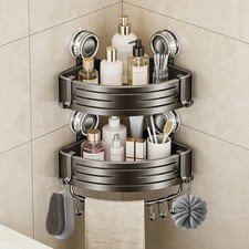 Corner Shower Caddy,Suction Cup Shower Bathroom Wall Shelf,No Drill Aluminum
