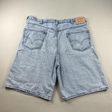 Levis 550 Jean Shorts Mens 42 Blue Denim Relaxed Fit Light Stone Wash Red Tab