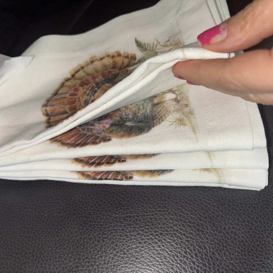 Pottery barn holiday Turkey Christmas party gift Napkin Thanksgiving Mom SET 4 - Image 4 of 4