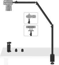 Overhead Camera Desk Mount, Webcam Microphone Boom Arm with 1/4' 3/8' Black