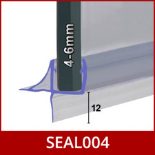Bath Shower Screen Seal 4, 5 or 6mm Glass Door, 5 - 12 mm Gap SEAL004