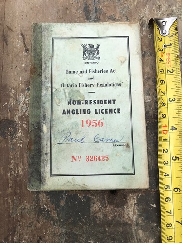Permis De Pêche Vintage Ontario 1959 - Non-résident - Canada - Collection