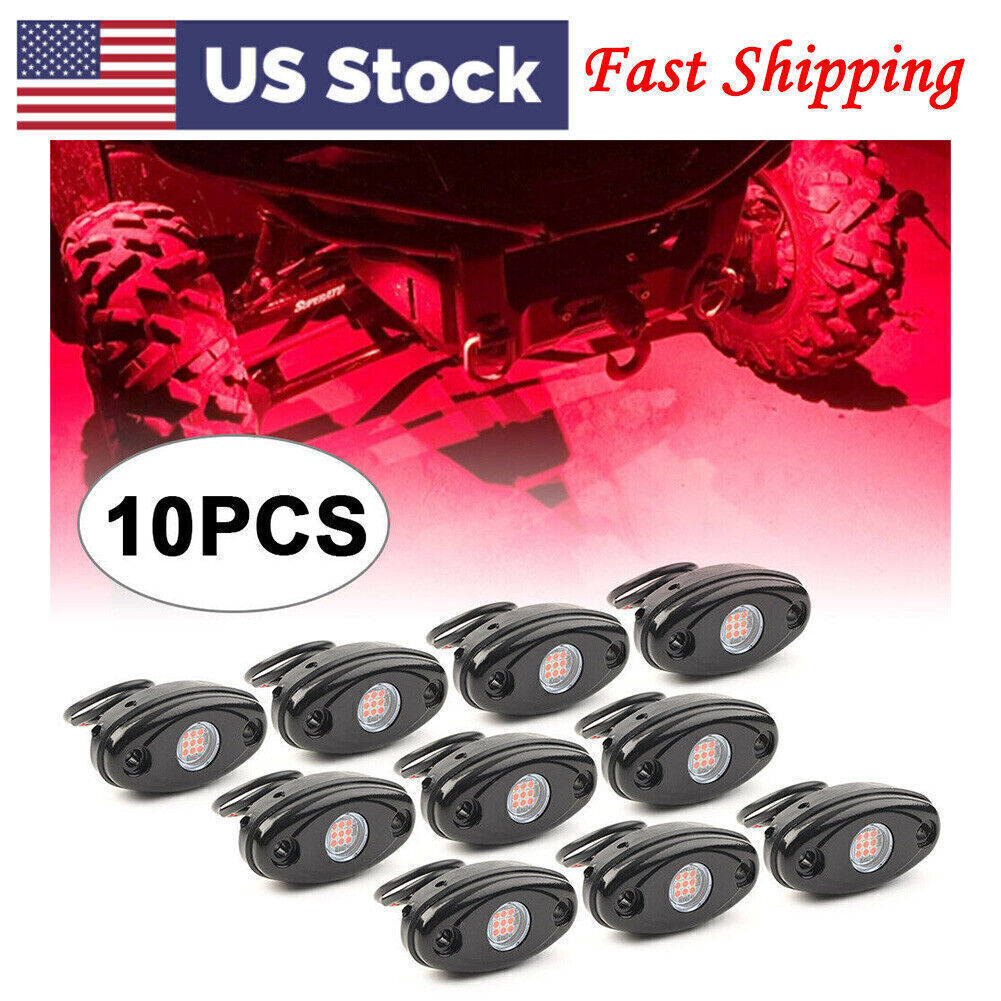 10pcs 9W Red LED Offroad Rock Lights for Jeep Truck Underbody