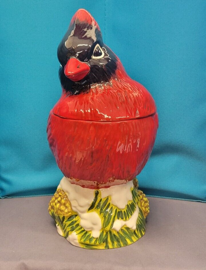 Mercuries Cookie Jar Red Cardinal Bird Hand Painted Vintage | eBay