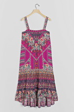 NWT ANTHROPOLOGIE LOVETT TIERED FLORAL SCARF PRINT MAXI DRESS RASPBERRY XS