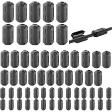 60 Pieces Clip-on Ferrite Ring Core RFI EMI Noise Suppressor Cable Clip for 3...