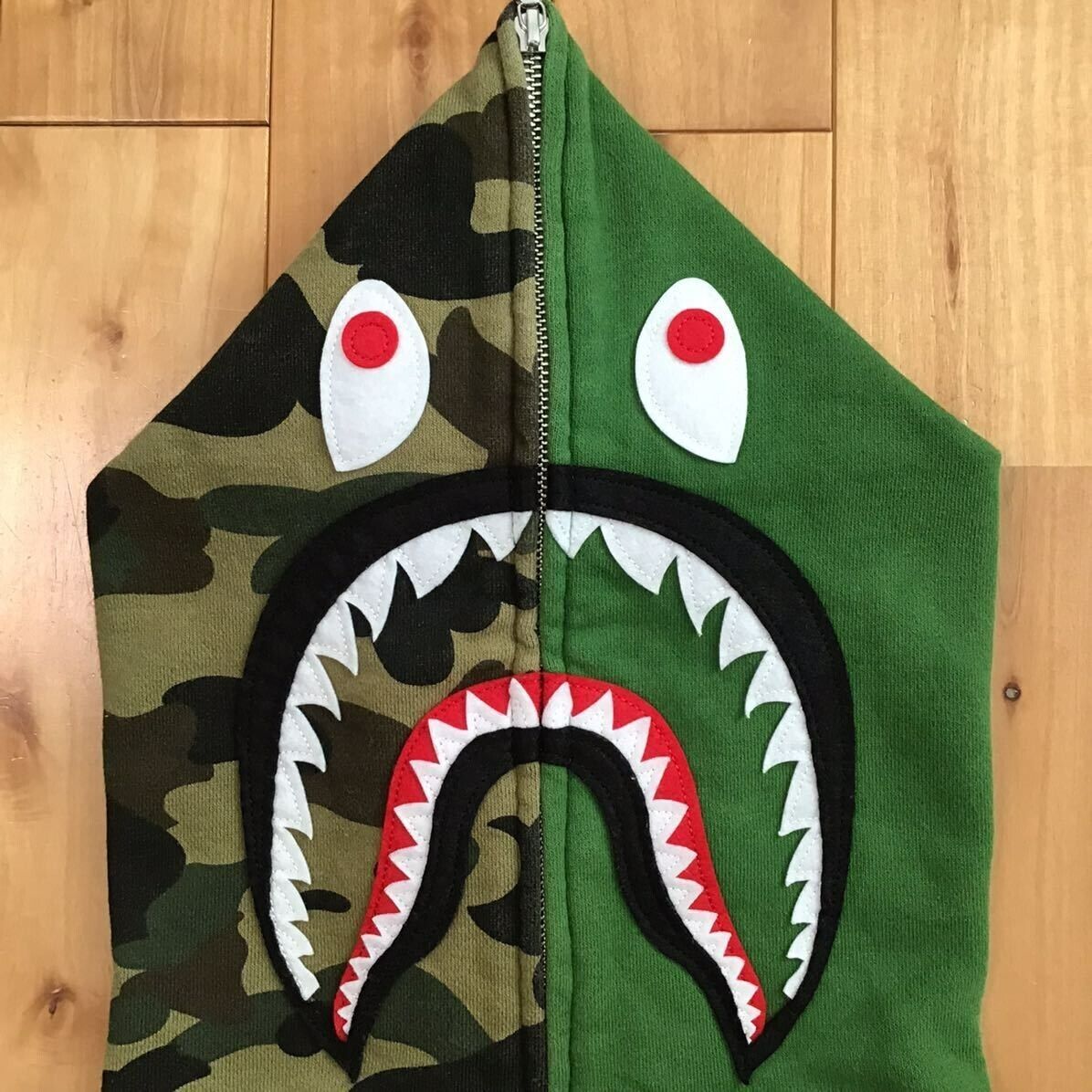 BAPE Green × 1st camo green Shark full zip hoodie A Bathing BAPE Green × 1st camo green Shark full zip hoodie A Bathing