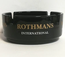 ROTHMANS International Black Glass Ashtray ø 8,3 cm