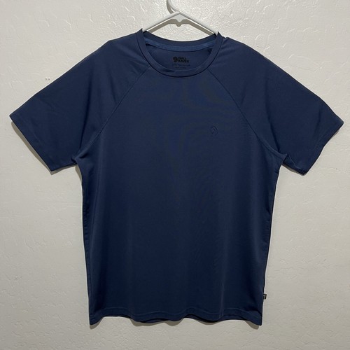Camisa de manga corta Fjallraven para hombre tecnología media azul marino poliéster gimnasio activo