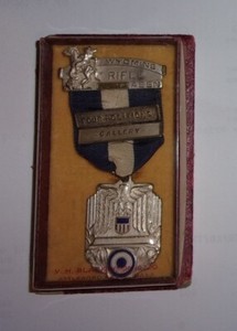 Vintage 1944 Wyoming Rifle Association Four Positions Gallery Ribbon & Medal