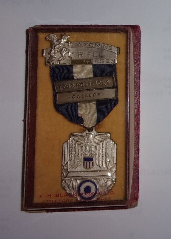 Vintage 1944 Wyoming Rifle Association Four Positions Gallery Ribbon & Medal