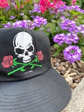 Vintage 1992 Fashion Victim Skull  Roses 90s Snapback Hat One Size