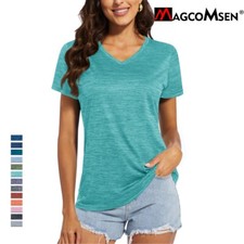 Women's Sports Shirts V Neck Quick Dry Lightweight Short Sleeve Gym Yoga T-Shirt