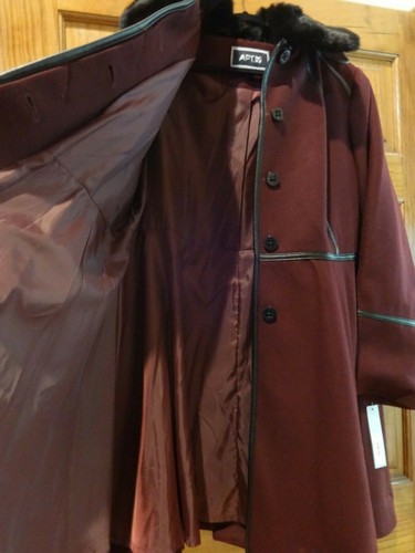 NEW Apt 9 Fit & Flare PeaCoat Wool-Blend Winter Plum 1X MSRP 240.00 - Picture 7 of 12