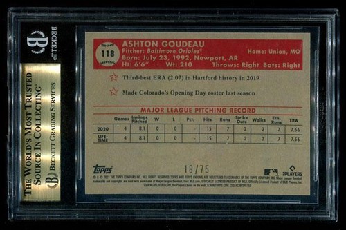 ASHTON GOUDEAU 2021 Topps Chrome PA Rose Gold Mini Diamond Refractor BGS 9.5 - Picture 3 of 3