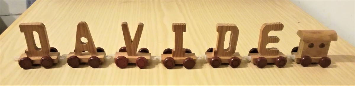 Lettere Trenino Nome Legno TRENINO NOME DAVIDE LEGNO LETTERE