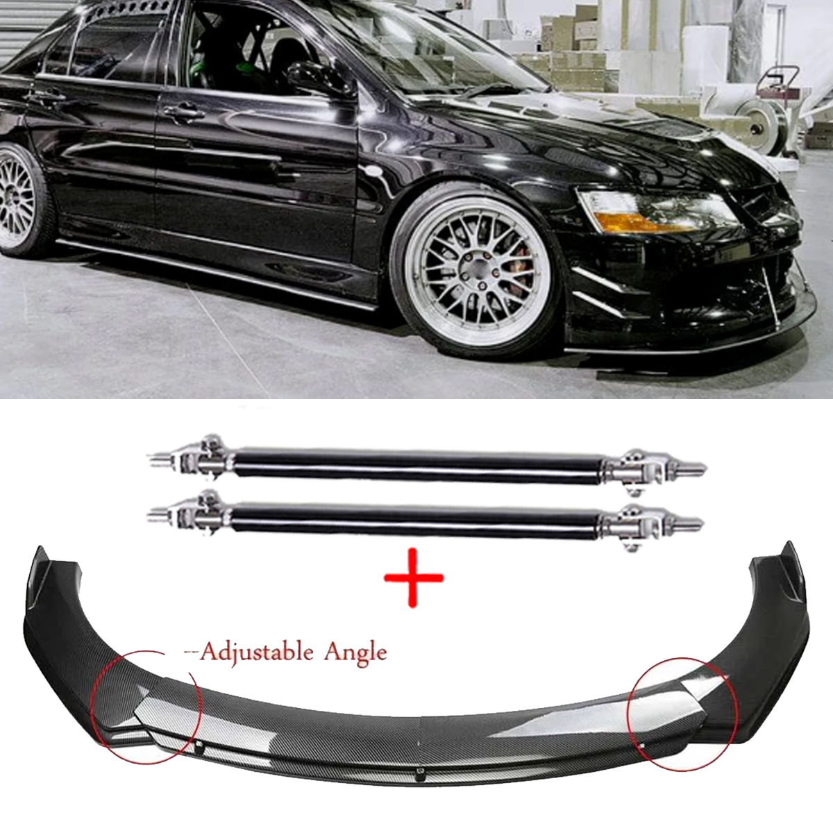 Carbon Fiber Style Front Bumper Lip Chin Spoiler For Mitsubishi Lancer Evo Body