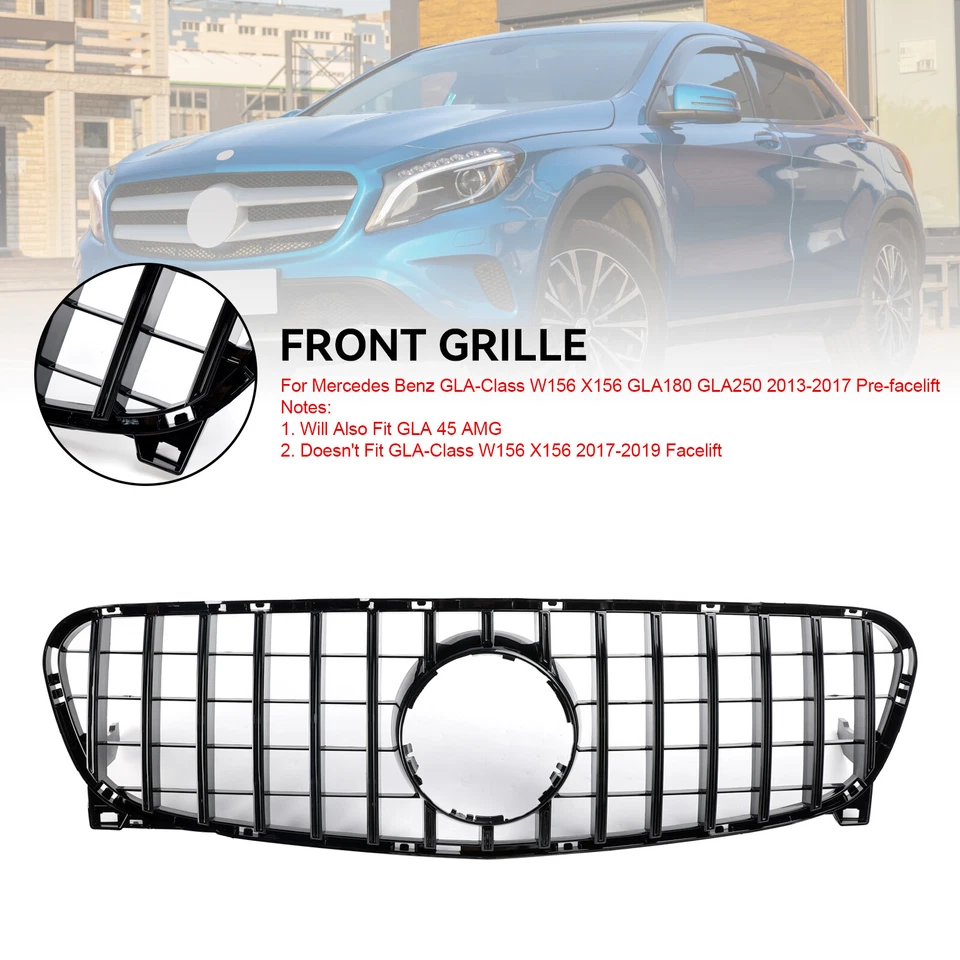 🚀Front Radiator Grille Grill For Mercedes Benz GLA-Class W156 GLA45 2013-2017 Foto 4 de 4