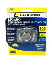 LUXPRO LP345V2 Headlamp 303 Lumens Multi-Color Extended Run Time