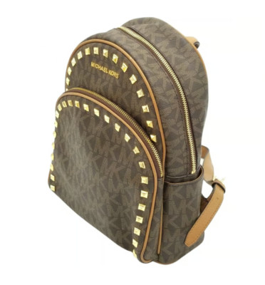 Michael Kors Signature MK Logo Coated Canvas Gold Pyramid  display picture 3