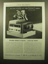 1958 Bausch Lomb Balomatic 500 Slide Projector Ad