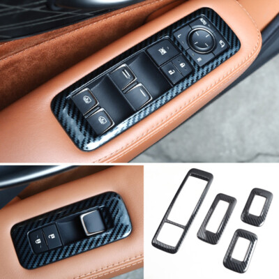 Carbon Fiber Titanium Window Lock Lift Panel Frame 4pc For Lexus LS500 2018-2023