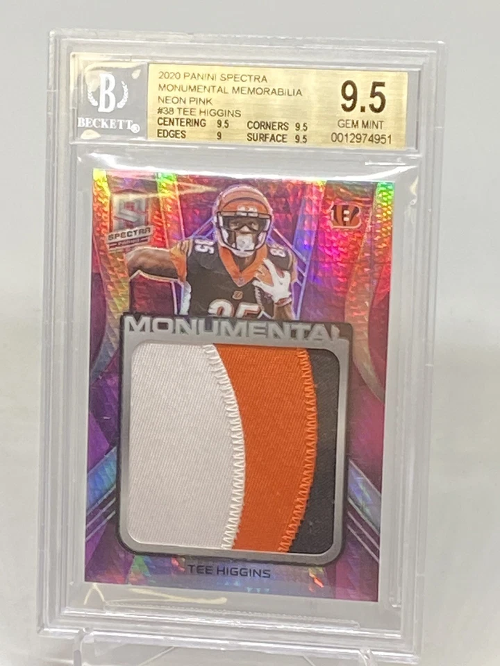 2020 Spectra Tee Higgins Monumental Neon  Rookie RC RPA  /15 BGS 9.5 GEM POP 1 - Image 2 of 4