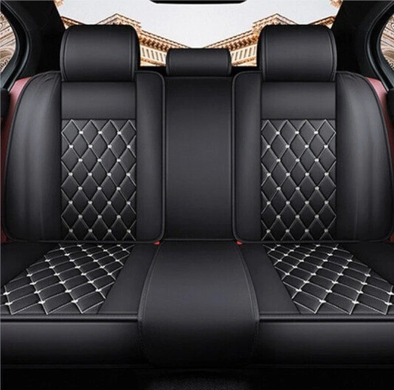 Car Seat Covers Black & White Full Set PU Leather For Citroen C3 C4 C5 Aircross - Image 2 of 4