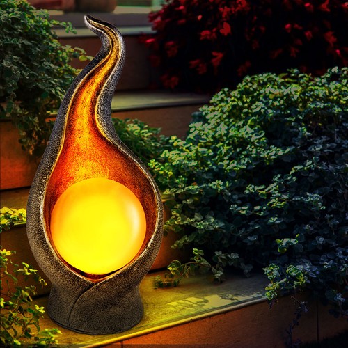 Außenleuchte Solarflamme Solarlampe LED Deko-Licht Kugel Garten Terrasse 2er Set - Bild 12 von 12