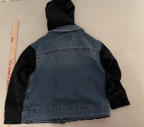 Art Class Black Speckled Hooded Jean Jacket Unisex Size XS(4T/5T) Polycotton - Picture 3 of 10