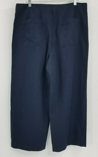 Pantalones Cortos Loft Talla 16 Algodón Lino Pierna Ancha Azul Marino Nuevos - Imagen 2 de 5