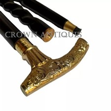 Designer/Derby Head Handle Spiral Wooden Walking Stick Cane 37" For Grandparents