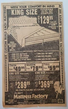 Mattress Factory Dallas TX Jim Adair Newspaper Ad 1976 4.5x8"