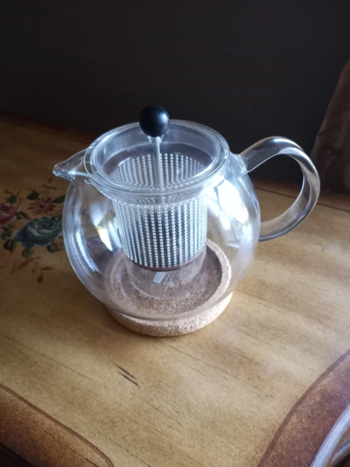 Vintage Glass Bodum Tea Press And Coaster