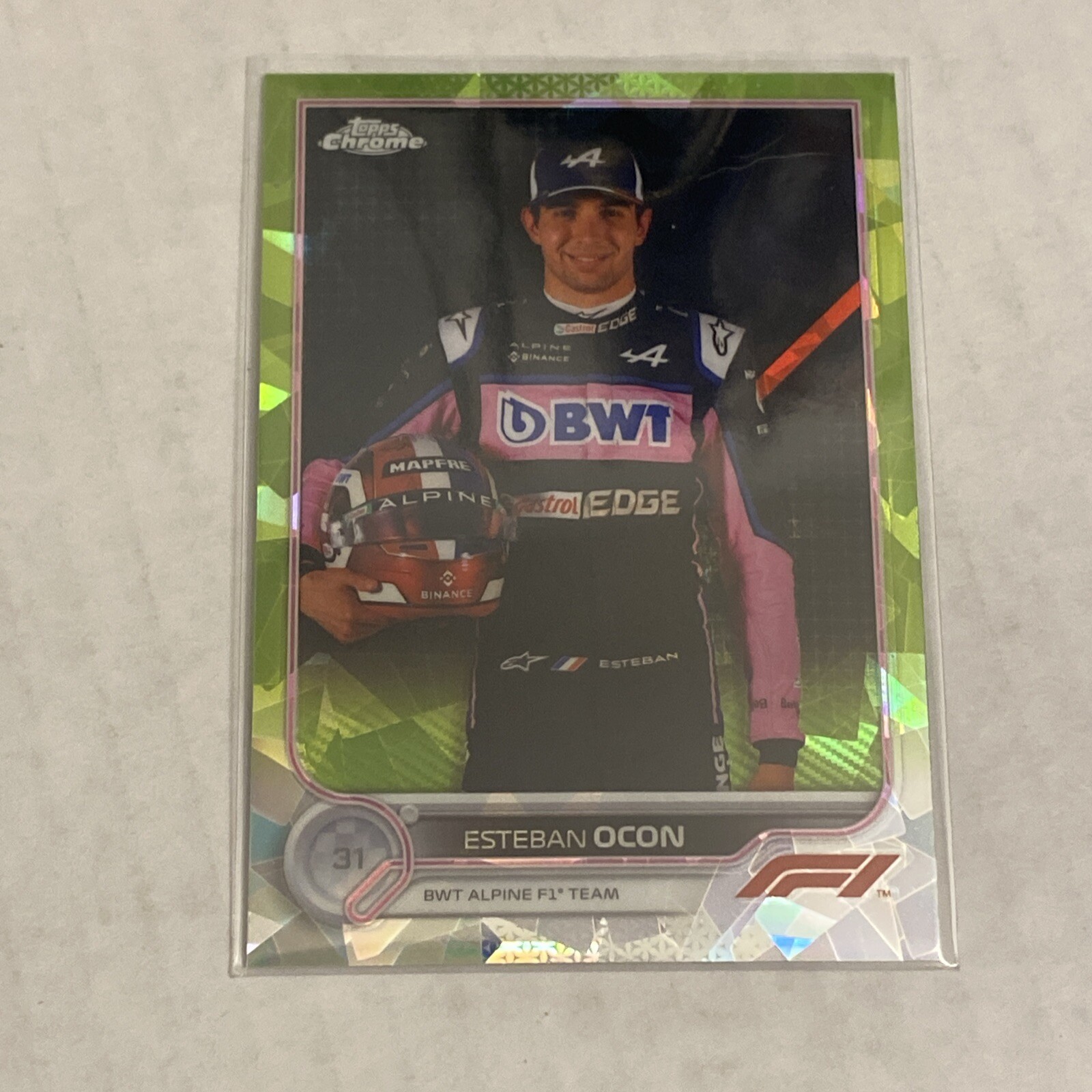 2022 Topps Chrome Sapphire F1 Esteban Ocon Chartreuse Refractor #18/199