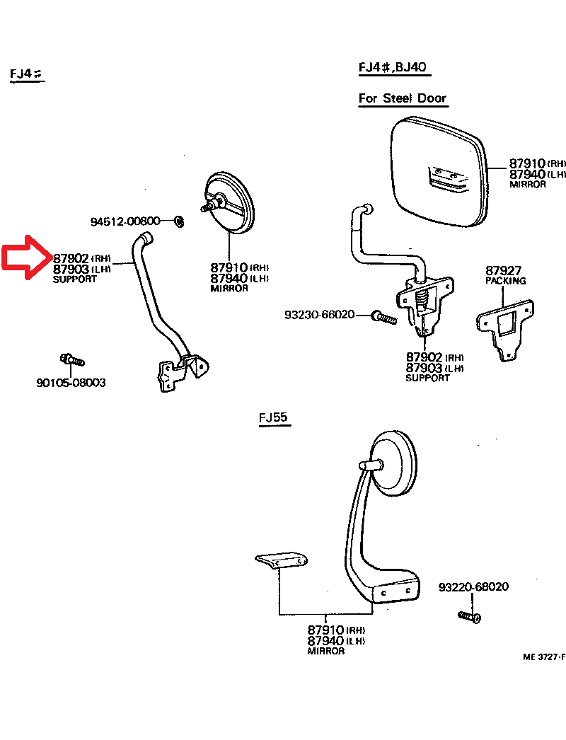 Genuine Toyota FJ40 FJ45 Side Rear View Mirror Arm Set (1958-1970) - OEM Japan X2 - View #4