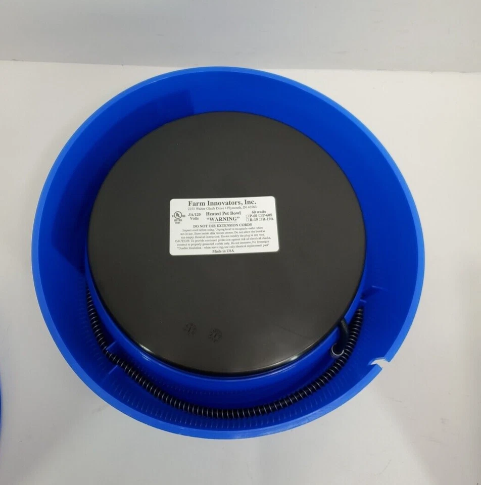 Farm Innovators HEATED PET BOWL 1.5 GAL BLUE 60 Watt P-60B /0.5 AMP Blue Dish - Image 4 of 4